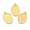 Ion Plating(IP) 304 Stainless Steel Pendant Cabochon Settings, Plain Edge Bezel Cups, Oval, Golden, Tray: 14x10mm, 17.5x11x1.3mm, Hole: 1.8mm