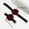 Cloth Rose Lace Choker Necklaces & Bracelets Sets, Alloy Jewelry Sets, Dark Red, 300mm