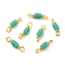 Eco-Friendly Electroplated Glass Links Connectors, with Golden Brass Findings, Cadmium Free & Lead Free, Faceted, Polygon, Dark Turquoise, 14x2.5mm, Hole: 1.5mm