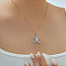 Elegant Brass Micro Pave Clear Cubic Zirconia Star Pendant Necklaces, Perfect Gift for Girls, Valentine's Day, Platinum, 15.75 inch(40cm)