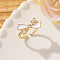 Brass Cuff Rings for Women, with Enamel & Rhinestone, Bowknot, Golden, White, Inner Diameter: 15~20mm