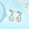 Brass Natural Paua Shell Teardrop Dangle Stud Earrings, Golden, Moon, 27x11.5mm