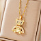 Elegant Brqass Full Clear Cubic Zirconia Mini Bear Pendant Necklaces, Golden, 15.75 inch(40cm)