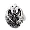 Tibetan Style Alloy Pendants, with Jump Rings, Angel Charms, Antique Silver, 38.5x30x10.5mm, Hole: 7mm