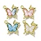 Rack Plating Alloy Pendants, with Resin, Lead Free & Cadmium Free & Nickel Free, Butterfly Charms, Golden, 17x15x3.5mm, Hole: 1.2mm