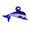 Handmade Lampwork Big Pendants, Dolphin Charms, Dark Blue, 45~47x64~67x9~10mm, Hole: 6~7x5~6mm