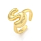Brass Letter Open Cuff Rings for Women, Cadmium Free & Lead Free, Adjustable, Real 18K Gold Plated, Letter S, 15~16.5x7~16.5mm