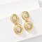 Brass Micro Pave Clear Cubic Zirconia Stud Earrings, Lead Free & Cadmium Free, Long-Lasting Plated, Real 18K Gold Plated, Oval, 29.5x13mm