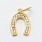 CZ Brass Micro Pave Cubic Zirconia Horse Shoe Charms, Golden, 13x9x2mm, Jump Ring: 5x0.7mm