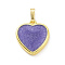 Real 18K Gold Plated Eco-friendly Rack Plating Brass Enamel Pendants, Cadmium Free & Lead Free, Long-Lasting Plated, Heart Charm, Indigo, 17x15x3.5mm, Hole: 3.5x6mm
