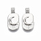 Brass Pendants, Oval with Moon, Nickel Free, Real Platinum Plated, 21.5x10x4.5mm, Hole: 2mm