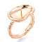 Oval Brass Finger Ring Settings, for Half Drilled Beads, Cadmium Free & Nickel Free & Lead Free, Real 18K Gold Plated, Pin: 0.7mm, 13.1mm, Inner Diameter: 16.4~16.9mm