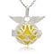 Silver Color Plated Brass Cage Pendants, Hollow Round with Wing, with No Hole Spray Painted Brass Round Ball Beads, Gold, 26x29x20mm, Hole: 3x8mm