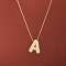 Brass Micro Pave Clear Cubic Zirconia Initial Pendant Necklaces for Women, Golden, Letter A, 15.75 inch(40cm)