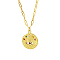 Stainless Steel Rhinestone Flat Round with Eye Pendant Necklaces, Paperclip Chain Necklace for Women, Real 18K Gold Plated, 17-3/4 inch(45cm)