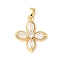 Brass Micro Pave Cubic Zirconia Pendants, Cadmium Free & Lead Free, Flower Charms, Real 18K Gold Plated, 18.5x16x3.5mm, Hole: 2.5x5mm