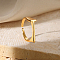 Alloy Adjustable Open Cuff Rings, Real 18K Gold Plated, Letter T, Inner Diameter: Adjustable