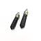 Bullet Lava Rock Pointed Pendants, with Platinum Tone Alloy Findings, 33~40x8~10mm, Hole: 3x2mm