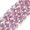 Transparent Electroplate Glass Beads Strands, AB Color Plated, Faceted, Teardrop, Rosy Brown, 5~6x4mm, Hole: 0.9mm, about 65~67pcs/strand, 15.35~16.4''(39~41cm)