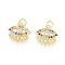 Brass Micro Pave Cubic Zirconia Charms, with Jump Rings, Long-Lasting Plated, Evil Eye, Colorful, Golden, 14.5x14x2.5mm, Hole: 3mm