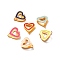 304 Stainless Steel Snap on Bails, with Enamel, Heart, Golden, Mixed Color, 11x9.5x3.5mm, Pin: 0.9mm