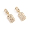 Brass Micro Pave Cubic Zirconia Pendants, Long-Lasting Plated, Letter, Clear, Letter.B, 33.5mm, Hole: 6.5x9mm, Letter.B: 20x12.8x3.5mm