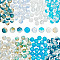240Pcs 8 Style Crackle Transparent Glass Beads, Two Tone, Round, Deep Sky Blue, 8x7mm, Hole: 1.8mm, 30Pcs/color