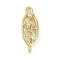 Brass Clear Cubic Zirconia Connector Charms, Long-Lasting Plated, Cadmium Free & Nickel Free & Lead Free, Real 14K Gold Plated, Horse Eye, 18.5x6.5x4.5mm, Hole: 1.4mm