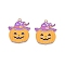 Halloween Theme Alloy Enamel Pendants, Cadmium Free & Lead Free, Light Gold, Pumpkin with Witch Hat Charm, Orange, 33x28.5x1mm, Hole: 1.8mm