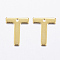 304 Stainless Steel Charms, Letter.T, Real 18K Gold Plated, 11x9x0.8mm, Hole: 1mm