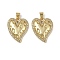 Brass Micro Pave Cubic Zirconia Pendants, Long-Lasting Plated, Cadmium Free & Lead Free, Rack Plating, Real 18K Gold Plated, Heart, 23x18.5x4mm, Hole: 4x3.5mm