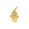 Brass Charms, for Jewish, Hamsa Hand/Hand of Fatima/Hand of Miriam with Star of David, Cadmium Free & Nickel Free & Lead Free, Golden, 13x9x1mm, Hole: 3mm