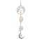 Tree of Life Natural Rose Quartz Pendant Decorations, with Tibetan Style Alloy Pendants and 304 Stainless Steel Cable Chains, 310mm, Pendants: 210x51x26mm