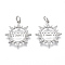 Brass Micro Pave Clear Cubic Zirconia Pendants, Sun with Mom, Nickel Free, Real Platinum Plated, for Mother's Day, 20.5x18.5x2.5mm, Hole: 3mm