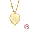 925 Sterling Silver Satellite Chains Pendant Necklaces, Heart, Golden, Letter D, 15.75 inch(40cm)