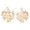 Brass Pendants, Cadmium Free & Nickel Free & Lead Free, Leafy Branch Charms, Real 18K Gold Plated, 25x20x1mm, Hole: 1.3x2.2mm