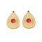 304 Stainless Steel Pendants, with Glass Rhinestone, Teardrop Charms, Real 14K Gold Plated, 18x12.5x2.5mm, Hole: 1.2mm