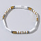 Bohemian Style Glass Seed Beaded Stretch Bracelets for Women Men, Rectangle, White