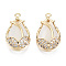 Brass Micro Pave Clear Cubic Zirconia Pendants, Nickel Free, Teardrop, Real 18K Gold Plated, 19.5x12x6mm, Hole: 1.2mm