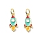 Brass Enamel Charms, with Jump Rings, Rack Plating, Real 18K Gold Plated, Lead Free & Cadmium Free, Long-Lasting Plated, Rocket, 14x6x2mm, Hole: 3.3mm