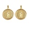 Brass Pendants, Flat Round with Virgin Mary, Rack Plating, Lead Free & Cadmium Free, Long-Lasting Plated, Real 18K Gold Plated, 28x25x3mm, Hole: 4x3.5mm