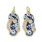 Real 18K Gold Plated Brass Micro Pave Cubic Zirconia Pendants, Cadmium Free & Nickel Free & Lead Free, with Enamel and Jump Ring, Slipper Charms, Dark Blue, 21.5x10x3.5mm, Hole: 3.4mm