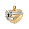 Brass Pendants, Heart with Bowknot, Long-Lasting Plated, Cadmium Free & Lead Free, Rack Plating, Real Gold Plated & Real Platinum Plated, 14.5x18x8.5mm, Hole: 5mm