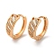 Brass Hoop Earrings with Rhinestone, Hollow Rectangle, Light Gold, 14.5x6x15.5mm