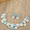 Flat Round & Oval & Square Zinc Alloy Enamel Pendant Necklaces & Stud Earrings Sets, Pale Turquoise, 420mm