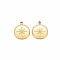 Ion Plating(IP) 304 Stainless Steel Charms, Flat Round with Star, Real 14K Gold Plated, 15x12x2mm, Hole: 1.6mm