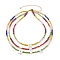 3 Layer Necklaces, Initial Necklace, with Glass Beads, Glass Seed Beads and Natural Shell Letter Beads, Golden, Colorful, 13.58 inch(34.5cm)