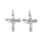 Brass Pendants, Cadmium Free & Nickel Free & Lead Free, Cross with Flower Pattern Charm, Real Platinum Plated, 24x18x6mm, Hole: 1.2mm