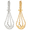 2Pcs 2 Colors Brass Pearl Cage Pendant Mounting, Adjustable Charms Blank for Pearl Jewelry Making, Flower, Platinum & Golden, Tray: 10~12mm, 41.5mm, 1pc/color