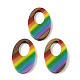 Подвески Pride на тему радуги из смолы и орехового дерева WOOD-K012-01-1